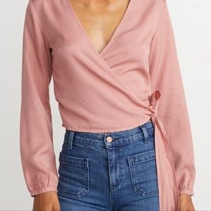 Marine layer Carmen wrap top in dusty rose size XL